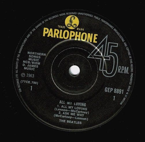 The Beatles All My Loving Ep Vinyl Record 7 Inch Parlophone